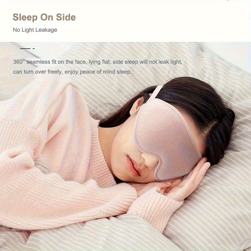 3D Contoured Sleep Mask - Soft Light Blocking Eye Cover with Adjustable Strap for Napping, Travel, Night Shift, Yoga Meditation - Solid Color Sponge Eye Mask, Single Pack (Black/Grey/Pink)